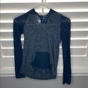 Girls lightweight navy hooded pullover